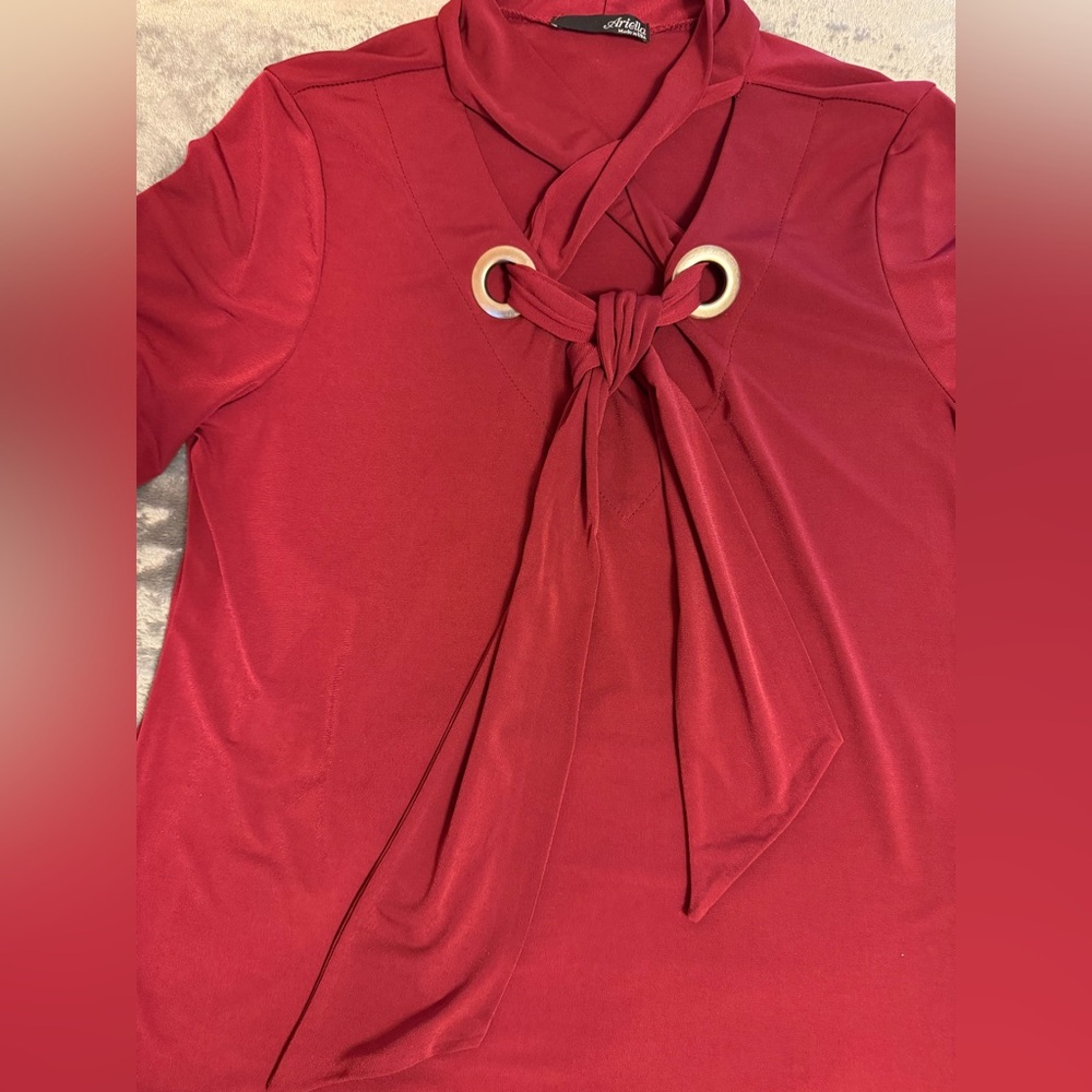 Ariella Deep Red Criss-Cross Blouse. PTP 19” - Picture 6 of 6